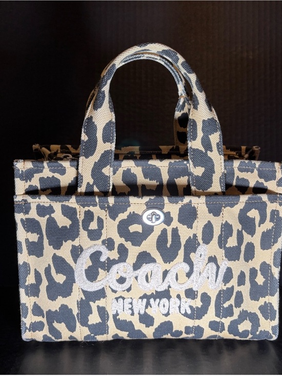 Coach Handbags - COACH Leopard Canvas Tote 26 - Tan & Black
